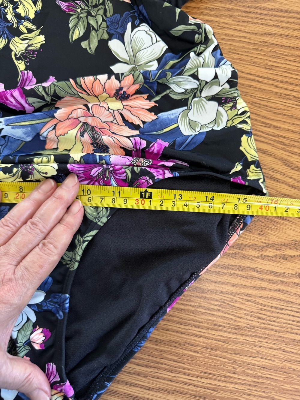 Black Floral Multi Color Swimsuit, Full Coverage, high back, Wide Straps, NWT - Picture 11 of 16